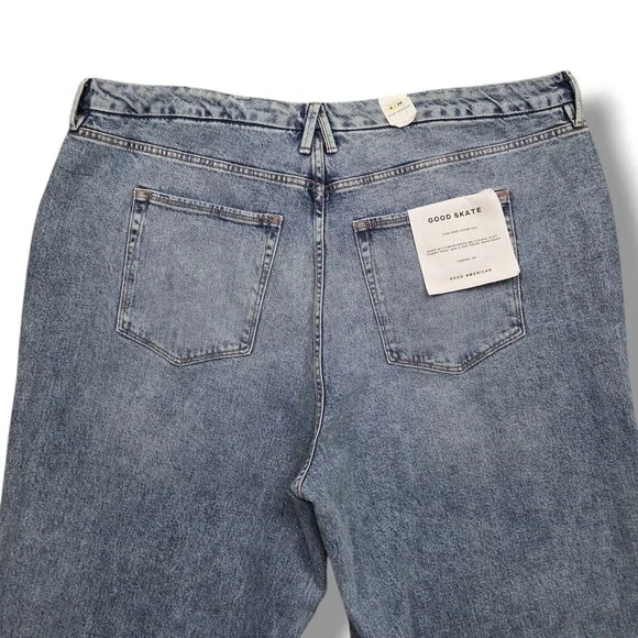 Good American Good Skate Jeans Womens 28 High Rise Loose Leg Step Insert Outseam